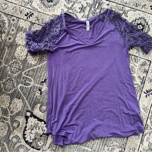 Purple top with lace sleeves